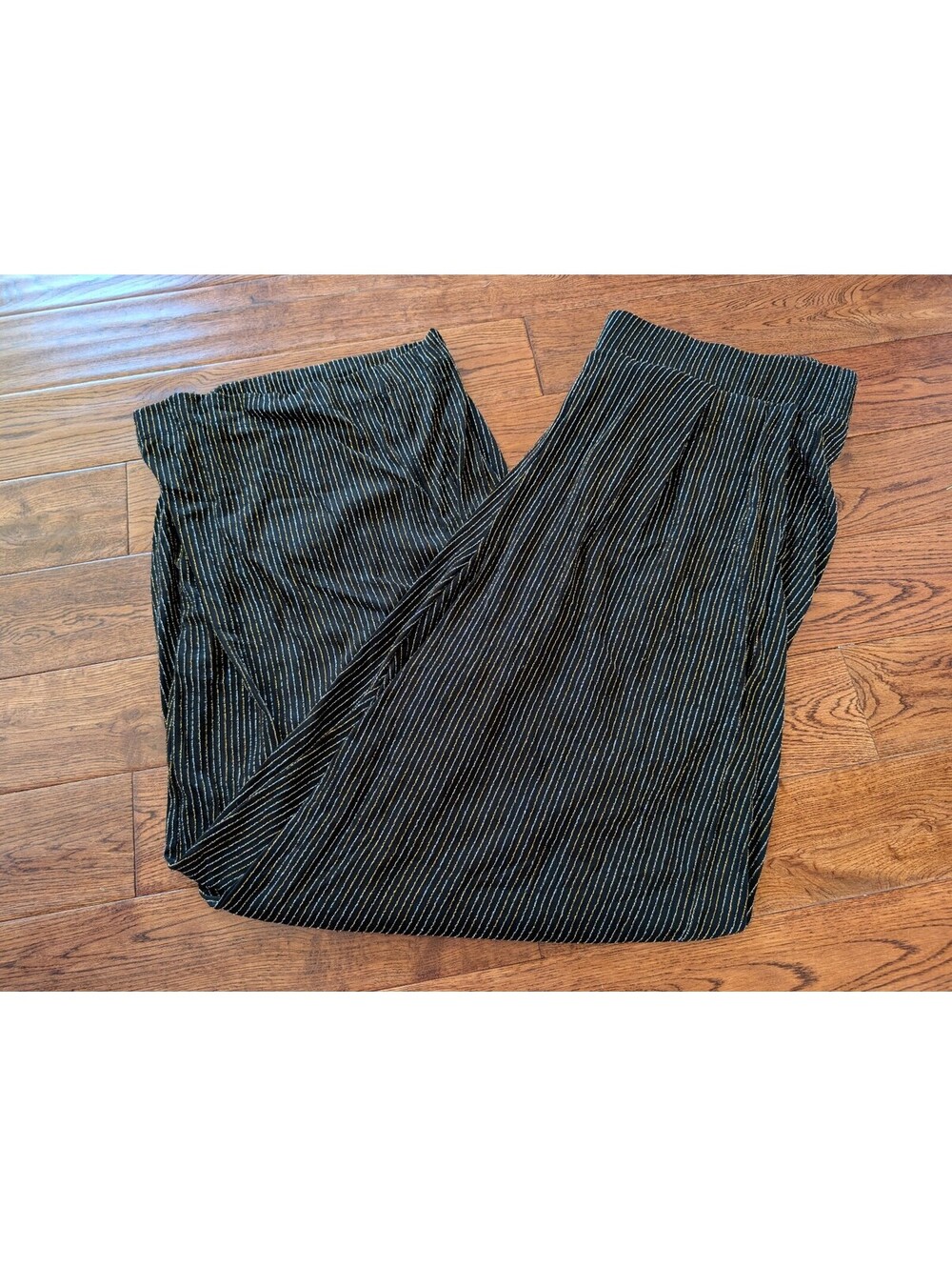 Torrid Pull On Wide Leg Stretch Lurex High Rise Pants Black Silver Gold Sz 1Tall
